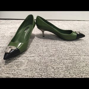 Authentic Louis Vuitton Green Kitten Heel